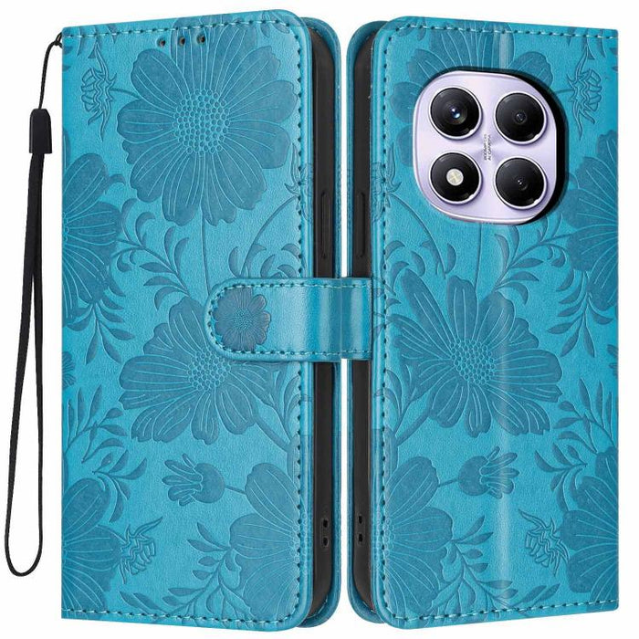 Funda para teléfono de piel vegana con relieve de girasol y cuerda negra pequeña, For Redmi Note 15 Pro 4G Global 163.2mm, For Redmi Note 15 Pro+ 5G Global 163.3mm, For Redmi Note 15 Pro 5G Global 163.6mm, For Redmi Note 15 5G Global 164mm             ...