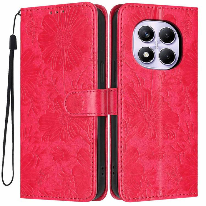 Funda para teléfono de piel vegana con relieve de girasol y cuerda negra pequeña, For Redmi Note 15 Pro 4G Global 163.2mm, For Redmi Note 15 Pro+ 5G Global 163.3mm, For Redmi Note 15 Pro 5G Global 163.6mm, For Redmi Note 15 5G Global 164mm             ...