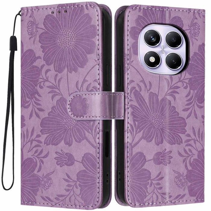 Funda para teléfono de piel vegana con relieve de girasol y cuerda negra pequeña, For Redmi Note 15 Pro 4G Global 163.2mm, For Redmi Note 15 Pro+ 5G Global 163.3mm, For Redmi Note 15 Pro 5G Global 163.6mm, For Redmi Note 15 5G Global 164mm             ...
