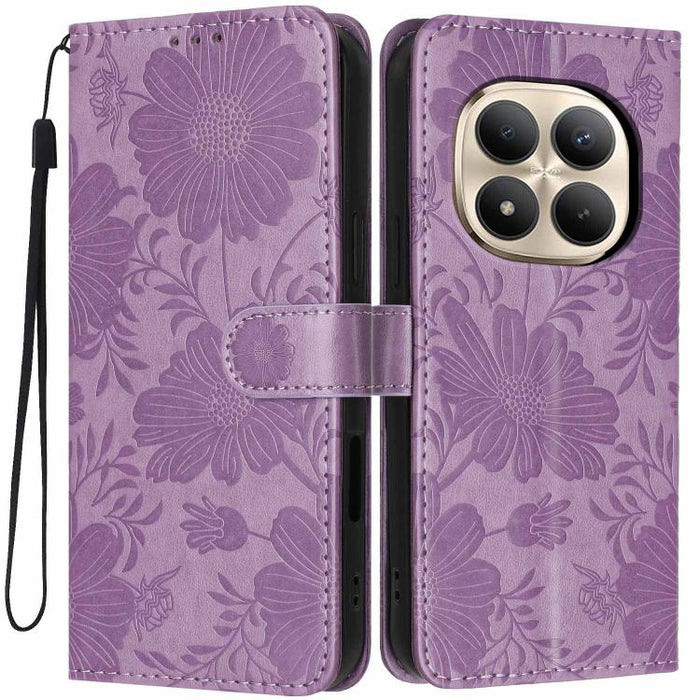 Funda para teléfono de piel vegana con relieve de girasol y cuerda negra pequeña, For Redmi Note 15 Pro 4G Global 163.2mm, For Redmi Note 15 Pro+ 5G Global 163.3mm, For Redmi Note 15 Pro 5G Global 163.6mm, For Redmi Note 15 5G Global 164mm             ...