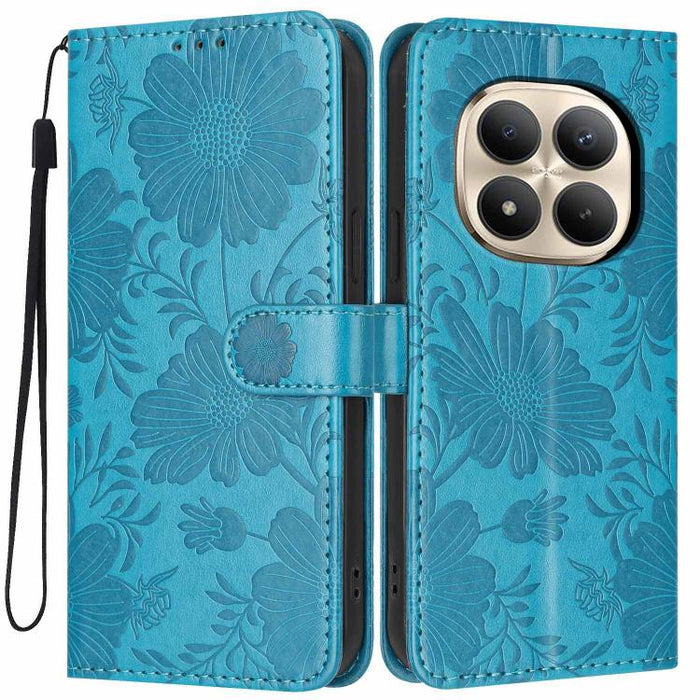 Funda para teléfono de piel vegana con relieve de girasol y cuerda negra pequeña, For Redmi Note 15 Pro 4G Global 163.2mm, For Redmi Note 15 Pro+ 5G Global 163.3mm, For Redmi Note 15 Pro 5G Global 163.6mm, For Redmi Note 15 5G Global 164mm             ...