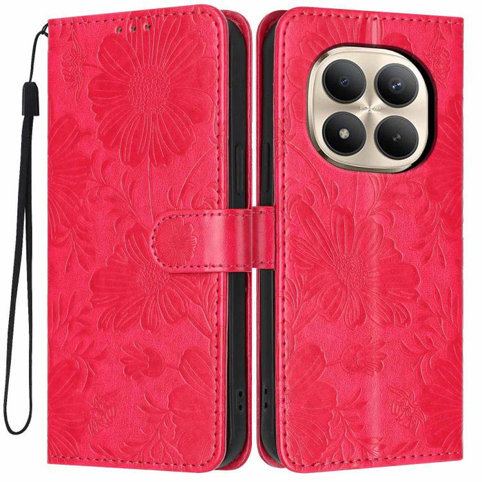 Funda para teléfono de piel vegana con relieve de girasol y cuerda negra pequeña, For Redmi Note 15 Pro 4G Global 163.2mm, For Redmi Note 15 Pro+ 5G Global 163.3mm, For Redmi Note 15 Pro 5G Global 163.6mm, For Redmi Note 15 5G Global 164mm             ...