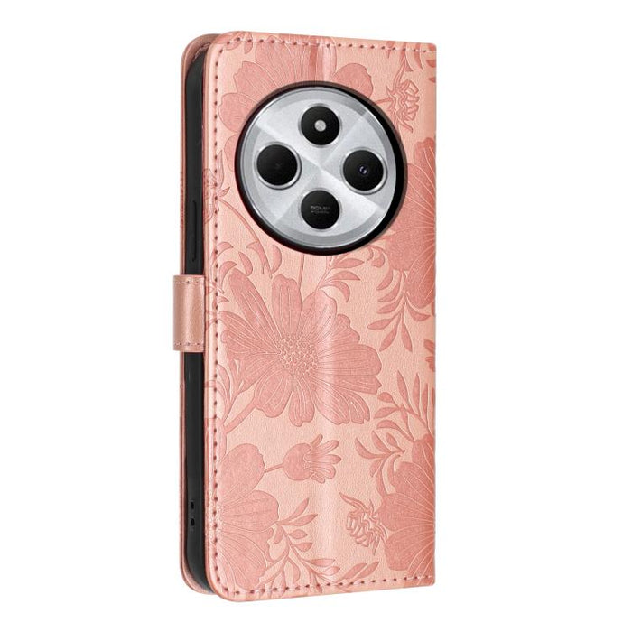 Funda para teléfono de piel vegana con relieve de girasol y cuerda negra pequeña, For Redmi 14C 4G / Poco C75 4G, For Redmi 13 4G Global / 13 5G Global, For Redmi A3 4G Global / A3x 4G, For Redmi 13C 5G Global / 4G Global, For Redmi Note 13 4G         ...