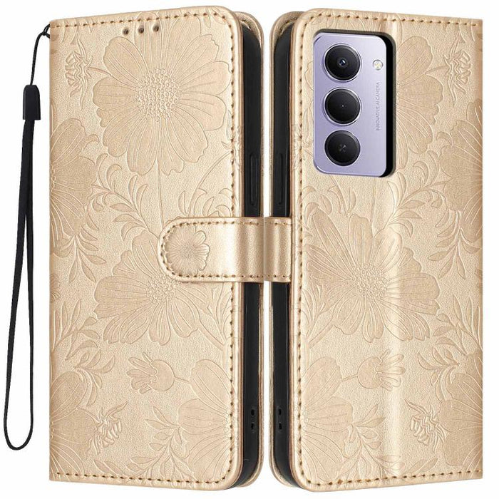 Funda para teléfono de piel vegana con relieve de girasol y cuerda negra pequeña, For Redmi Note 15 Pro 4G Global 163.2mm, For Redmi Note 15 Pro+ 5G Global 163.3mm, For Redmi Note 15 Pro 5G Global 163.6mm, For Redmi Note 15 5G Global 164mm             ...