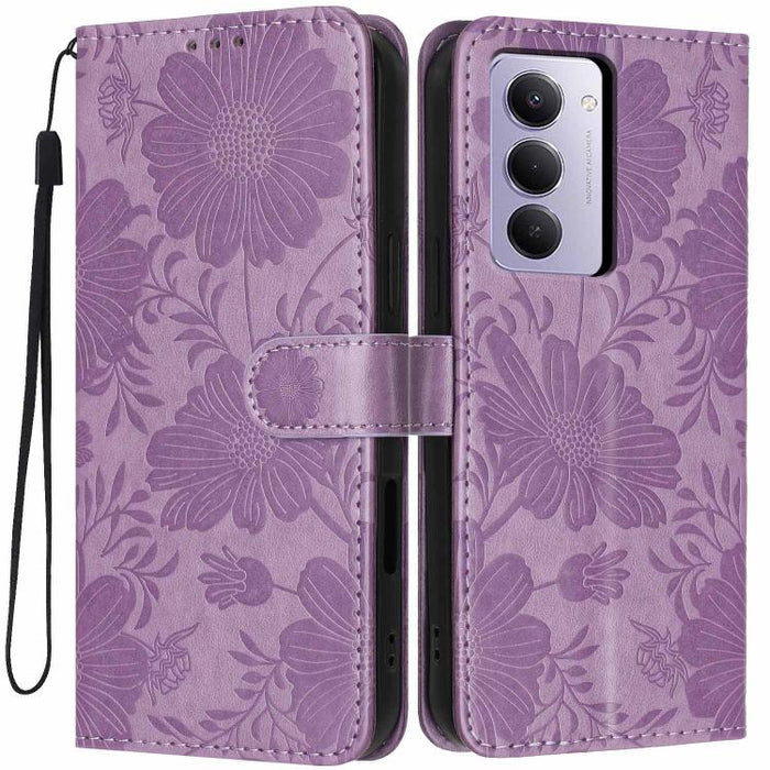Funda para teléfono de piel vegana con relieve de girasol y cuerda negra pequeña, For Redmi Note 15 Pro 4G Global 163.2mm, For Redmi Note 15 Pro+ 5G Global 163.3mm, For Redmi Note 15 Pro 5G Global 163.6mm, For Redmi Note 15 5G Global 164mm             ...