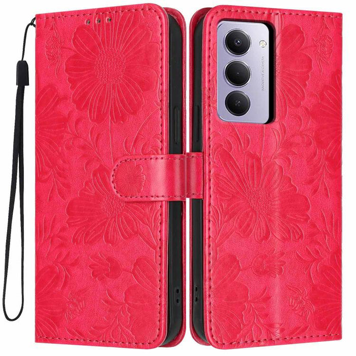 Funda para teléfono de piel vegana con relieve de girasol y cuerda negra pequeña, For Redmi Note 15 Pro 4G Global 163.2mm, For Redmi Note 15 Pro+ 5G Global 163.3mm, For Redmi Note 15 Pro 5G Global 163.6mm, For Redmi Note 15 5G Global 164mm             ...