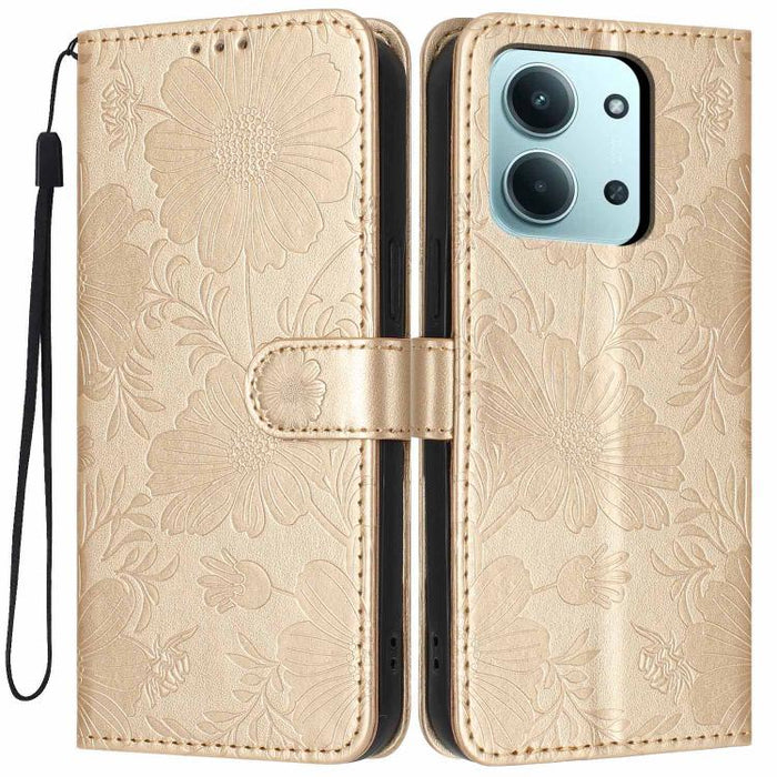 Funda para teléfono de piel vegana con relieve de girasol y cuerda negra pequeña, For Redmi Note 15 Pro 4G Global 163.2mm, For Redmi Note 15 Pro+ 5G Global 163.3mm, For Redmi Note 15 Pro 5G Global 163.6mm, For Redmi Note 15 5G Global 164mm             ...