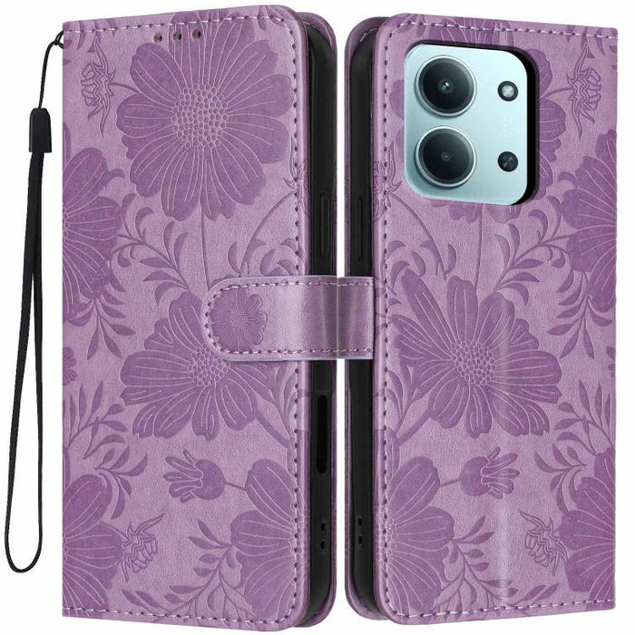 Funda para teléfono de piel vegana con relieve de girasol y cuerda negra pequeña, For Redmi Note 15 Pro 4G Global 163.2mm, For Redmi Note 15 Pro+ 5G Global 163.3mm, For Redmi Note 15 Pro 5G Global 163.6mm, For Redmi Note 15 5G Global 164mm             ...