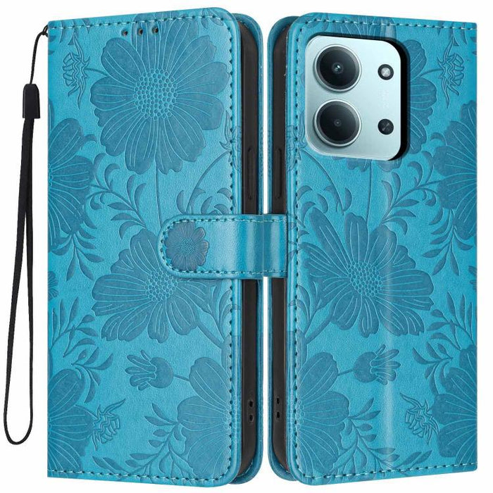 Funda para teléfono de piel vegana con relieve de girasol y cuerda negra pequeña, For Redmi Note 15 Pro 4G Global 163.2mm, For Redmi Note 15 Pro+ 5G Global 163.3mm, For Redmi Note 15 Pro 5G Global 163.6mm, For Redmi Note 15 5G Global 164mm             ...