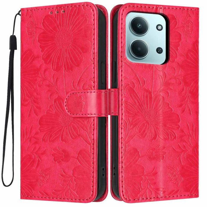 Funda para teléfono de piel vegana con relieve de girasol y cuerda negra pequeña, For Redmi Note 15 Pro 4G Global 163.2mm, For Redmi Note 15 Pro+ 5G Global 163.3mm, For Redmi Note 15 Pro 5G Global 163.6mm, For Redmi Note 15 5G Global 164mm             ...
