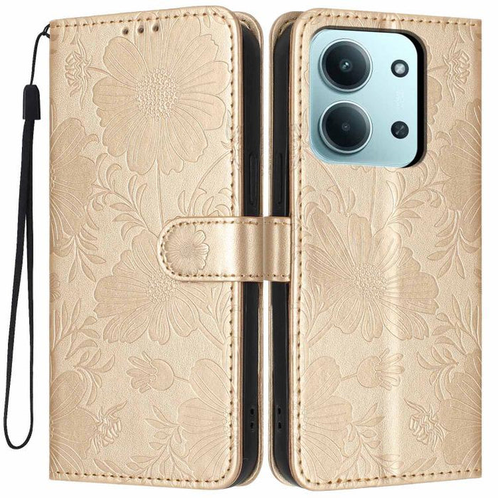 Funda para teléfono de piel vegana con relieve de girasol y cuerda negra pequeña, For Redmi Note 15 Pro 4G Global 163.2mm, For Redmi Note 15 Pro+ 5G Global 163.3mm, For Redmi Note 15 Pro 5G Global 163.6mm, For Redmi Note 15 5G Global 164mm             ...