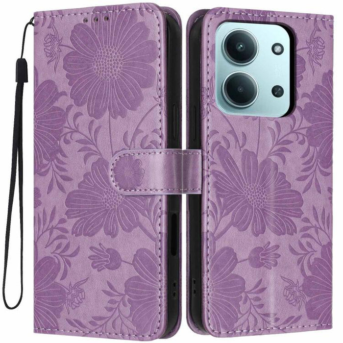 Funda para teléfono de piel vegana con relieve de girasol y cuerda negra pequeña, For Redmi Note 15 Pro 4G Global 163.2mm, For Redmi Note 15 Pro+ 5G Global 163.3mm, For Redmi Note 15 Pro 5G Global 163.6mm, For Redmi Note 15 5G Global 164mm             ...