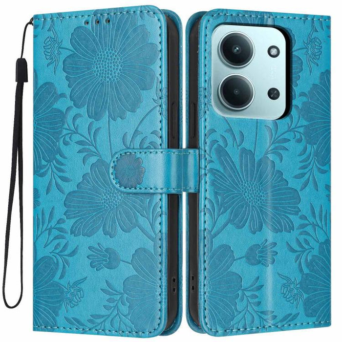 Funda para teléfono de piel vegana con relieve de girasol y cuerda negra pequeña, For Redmi Note 15 Pro 4G Global 163.2mm, For Redmi Note 15 Pro+ 5G Global 163.3mm, For Redmi Note 15 Pro 5G Global 163.6mm, For Redmi Note 15 5G Global 164mm             ...