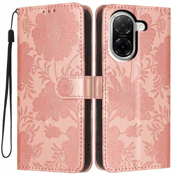 Funda para teléfono de piel vegana con relieve de girasol y cuerda negra pequeña, For Redmi Note 15 Pro 4G Global 163.2mm, For Redmi Note 15 Pro+ 5G Global 163.3mm, For Redmi Note 15 Pro 5G Global 163.6mm, For Redmi Note 15 5G Global 164mm             ...