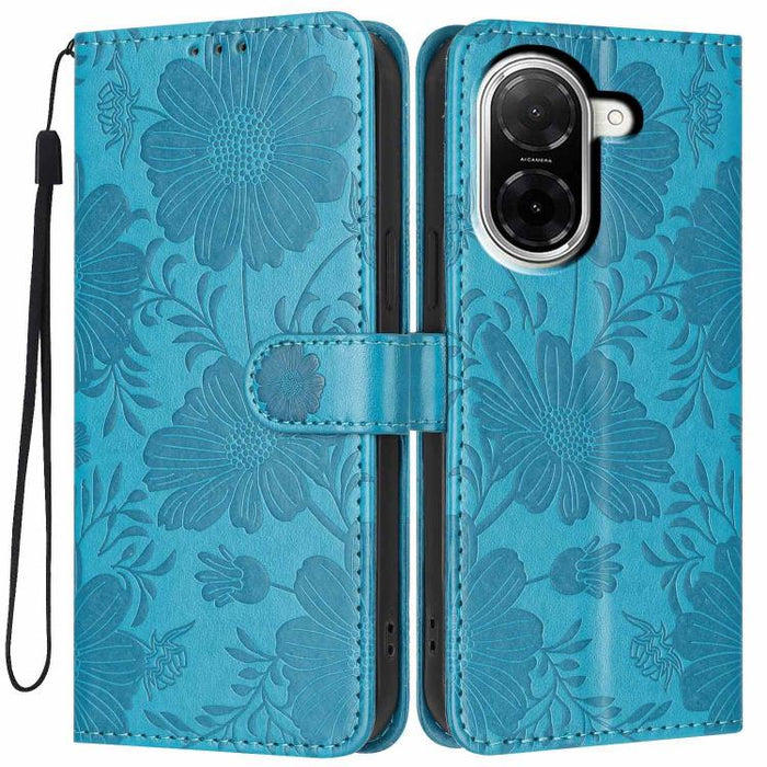 Funda para teléfono de piel vegana con relieve de girasol y cuerda negra pequeña, For Redmi Note 15 Pro 4G Global 163.2mm, For Redmi Note 15 Pro+ 5G Global 163.3mm, For Redmi Note 15 Pro 5G Global 163.6mm, For Redmi Note 15 5G Global 164mm             ...