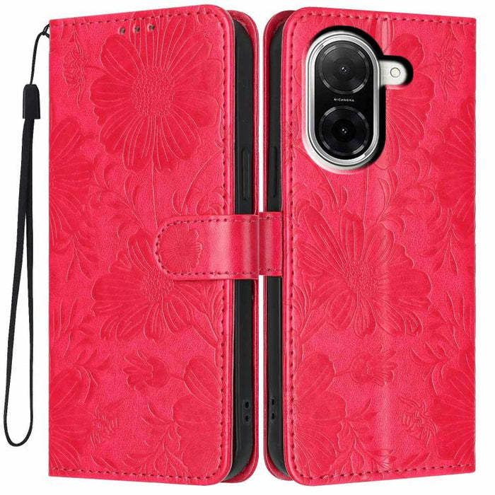 Funda para teléfono de piel vegana con relieve de girasol y cuerda negra pequeña, For Redmi Note 15 Pro 4G Global 163.2mm, For Redmi Note 15 Pro+ 5G Global 163.3mm, For Redmi Note 15 Pro 5G Global 163.6mm, For Redmi Note 15 5G Global 164mm             ...