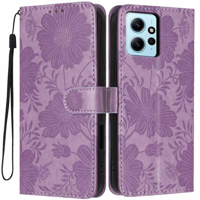 Funda para teléfono de piel vegana con relieve de girasol y cuerda negra pequeña, For Redmi 14C 4G / Poco C75 4G, For Redmi 13 4G Global / 13 5G Global, For Redmi A3 4G Global / A3x 4G, For Redmi 13C 5G Global / 4G Global, For Redmi Note 13 4G         ...