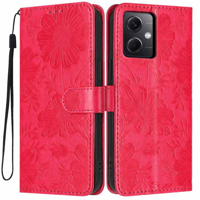 Funda para teléfono de piel vegana con relieve de girasol y cuerda negra pequeña, For Redmi 14C 4G / Poco C75 4G, For Redmi 13 4G Global / 13 5G Global, For Redmi A3 4G Global / A3x 4G, For Redmi 13C 5G Global / 4G Global, For Redmi Note 13 4G         ...