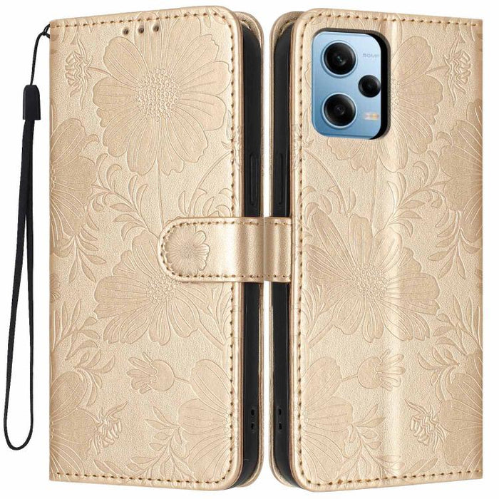 Funda para teléfono de piel vegana con relieve de girasol y cuerda negra pequeña, For Redmi 14C 4G / Poco C75 4G, For Redmi 13 4G Global / 13 5G Global, For Redmi A3 4G Global / A3x 4G, For Redmi 13C 5G Global / 4G Global, For Redmi Note 13 4G         ...