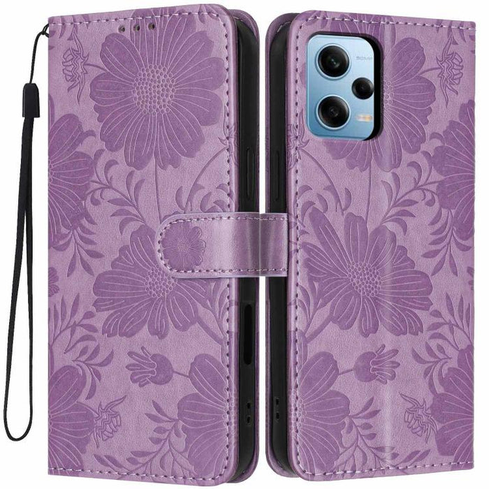 Funda para teléfono de piel vegana con relieve de girasol y cuerda negra pequeña, For Redmi 14C 4G / Poco C75 4G, For Redmi 13 4G Global / 13 5G Global, For Redmi A3 4G Global / A3x 4G, For Redmi 13C 5G Global / 4G Global, For Redmi Note 13 4G         ...