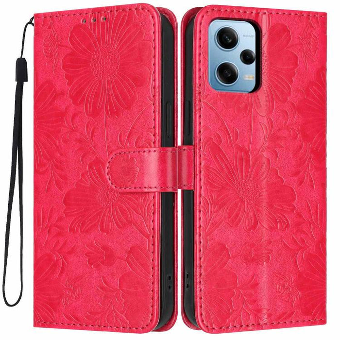 Funda para teléfono de piel vegana con relieve de girasol y cuerda negra pequeña, For Redmi 14C 4G / Poco C75 4G, For Redmi 13 4G Global / 13 5G Global, For Redmi A3 4G Global / A3x 4G, For Redmi 13C 5G Global / 4G Global, For Redmi Note 13 4G         ...