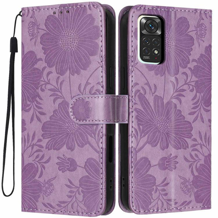 Funda para teléfono de piel vegana con relieve de girasol y cuerda negra pequeña, For Redmi 14C 4G / Poco C75 4G, For Redmi 13 4G Global / 13 5G Global, For Redmi A3 4G Global / A3x 4G, For Redmi 13C 5G Global / 4G Global, For Redmi Note 13 4G         ...