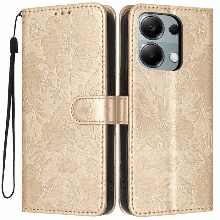 Funda para teléfono de piel vegana con relieve de girasol y cuerda negra pequeña, For Redmi Note 15 Pro 4G Global 163.2mm, For Redmi Note 15 Pro+ 5G Global 163.3mm, For Redmi Note 15 Pro 5G Global 163.6mm, For Redmi Note 15 5G Global 164mm             ...