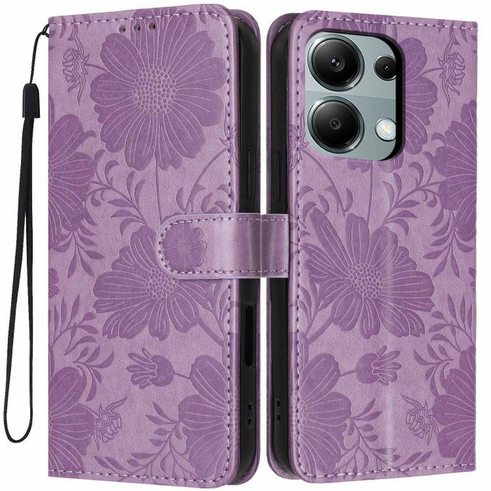 Funda para teléfono de piel vegana con relieve de girasol y cuerda negra pequeña, For Redmi Note 15 Pro 4G Global 163.2mm, For Redmi Note 15 Pro+ 5G Global 163.3mm, For Redmi Note 15 Pro 5G Global 163.6mm, For Redmi Note 15 5G Global 164mm             ...