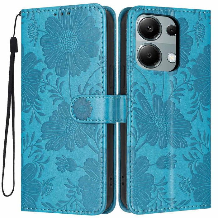 Funda para teléfono de piel vegana con relieve de girasol y cuerda negra pequeña, For Redmi Note 15 Pro 4G Global 163.2mm, For Redmi Note 15 Pro+ 5G Global 163.3mm, For Redmi Note 15 Pro 5G Global 163.6mm, For Redmi Note 15 5G Global 164mm             ...