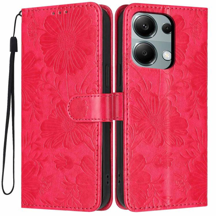 Funda para teléfono de piel vegana con relieve de girasol y cuerda negra pequeña, For Redmi Note 15 Pro 4G Global 163.2mm, For Redmi Note 15 Pro+ 5G Global 163.3mm, For Redmi Note 15 Pro 5G Global 163.6mm, For Redmi Note 15 5G Global 164mm             ...