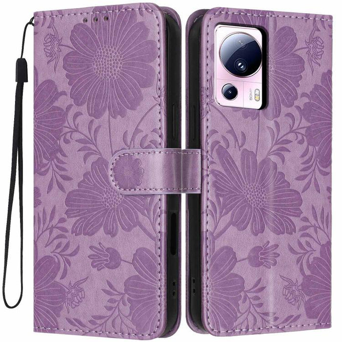 Funda para teléfono de piel vegana con relieve de girasol y cuerda negra pequeña, For Xiaomi Poco F8 Ultra 5G Global, For Xiaomi Poco F8 Pro 5G Global, For Xiaomi 17 Pro Max, For Xiaomi 17 Pro, For Xiaomi 17, For Xiaomi 15T Pro 5G, For Xiaomi 15T 5G   ...