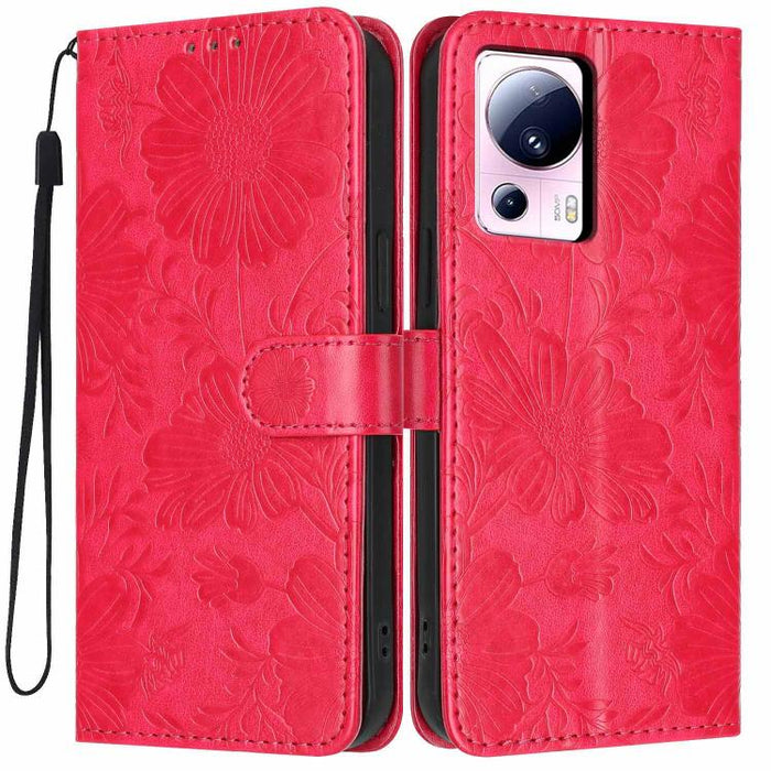 Funda para teléfono de piel vegana con relieve de girasol y cuerda negra pequeña, For Xiaomi Poco F8 Ultra 5G Global, For Xiaomi Poco F8 Pro 5G Global, For Xiaomi 17 Pro Max, For Xiaomi 17 Pro, For Xiaomi 17, For Xiaomi 15T Pro 5G, For Xiaomi 15T 5G   ...