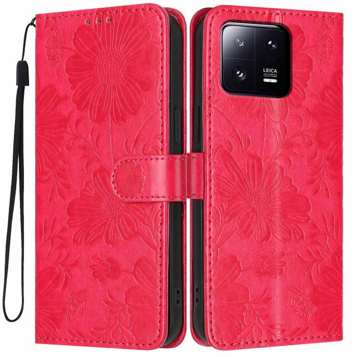 Funda para teléfono de piel vegana con relieve de girasol y cuerda negra pequeña, For Xiaomi Poco F8 Ultra 5G Global, For Xiaomi Poco F8 Pro 5G Global, For Xiaomi 17 Pro Max, For Xiaomi 17 Pro, For Xiaomi 17, For Xiaomi 15T Pro 5G, For Xiaomi 15T 5G   ...