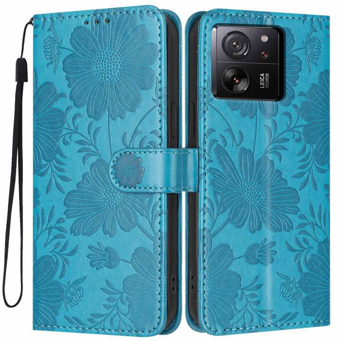Funda para teléfono de piel vegana con relieve de girasol y cuerda negra pequeña, For Xiaomi Poco F8 Ultra 5G Global, For Xiaomi Poco F8 Pro 5G Global, For Xiaomi 17 Pro Max, For Xiaomi 17 Pro, For Xiaomi 17, For Xiaomi 15T Pro 5G, For Xiaomi 15T 5G   ...