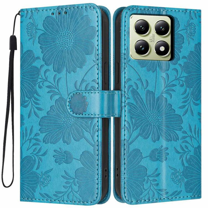 Funda para teléfono de piel vegana con relieve de girasol y cuerda negra pequeña, For Xiaomi Poco F8 Ultra 5G Global, For Xiaomi Poco F8 Pro 5G Global, For Xiaomi 17 Pro Max, For Xiaomi 17 Pro, For Xiaomi 17, For Xiaomi 15T Pro 5G, For Xiaomi 15T 5G   ...