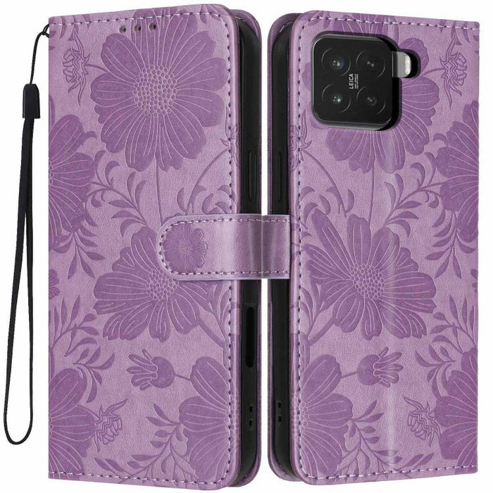 Funda para teléfono de piel vegana con relieve de girasol y cuerda negra pequeña, For Xiaomi Poco F8 Ultra 5G Global, For Xiaomi Poco F8 Pro 5G Global, For Xiaomi 17 Pro Max, For Xiaomi 17 Pro, For Xiaomi 17, For Xiaomi 15T Pro 5G, For Xiaomi 15T 5G   ...