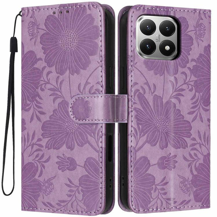 Funda para teléfono de piel vegana con relieve de girasol y cuerda negra pequeña, For Xiaomi Poco F8 Ultra 5G Global, For Xiaomi Poco F8 Pro 5G Global, For Xiaomi 17 Pro Max, For Xiaomi 17 Pro, For Xiaomi 17, For Xiaomi 15T Pro 5G, For Xiaomi 15T 5G   ...