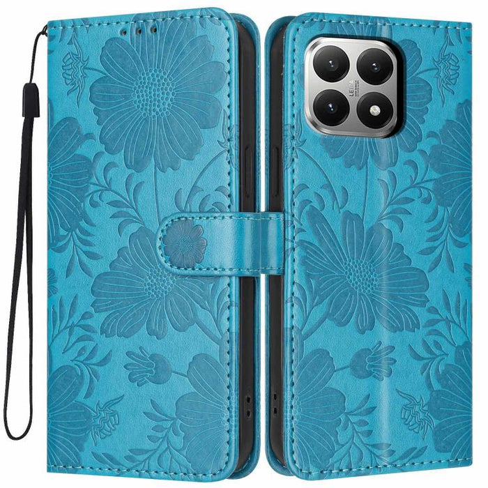 Funda para teléfono de piel vegana con relieve de girasol y cuerda negra pequeña, For Xiaomi Poco F8 Ultra 5G Global, For Xiaomi Poco F8 Pro 5G Global, For Xiaomi 17 Pro Max, For Xiaomi 17 Pro, For Xiaomi 17, For Xiaomi 15T Pro 5G, For Xiaomi 15T 5G   ...