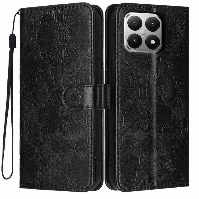 Funda para teléfono de piel vegana con relieve de girasol y cuerda negra pequeña, For Xiaomi Poco F8 Ultra 5G Global, For Xiaomi Poco F8 Pro 5G Global, For Xiaomi 17 Pro Max, For Xiaomi 17 Pro, For Xiaomi 17, For Xiaomi 15T Pro 5G, For Xiaomi 15T 5G   ...