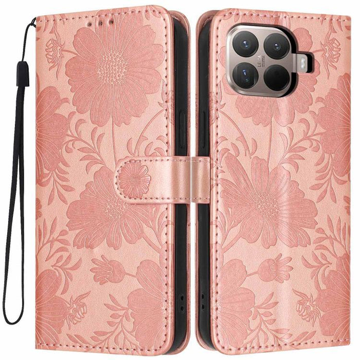 Funda para teléfono de piel vegana con relieve de girasol y cuerda negra pequeña, For Xiaomi Poco F8 Ultra 5G Global, For Xiaomi Poco F8 Pro 5G Global, For Xiaomi 17 Pro Max, For Xiaomi 17 Pro, For Xiaomi 17, For Xiaomi 15T Pro 5G, For Xiaomi 15T 5G   ...
