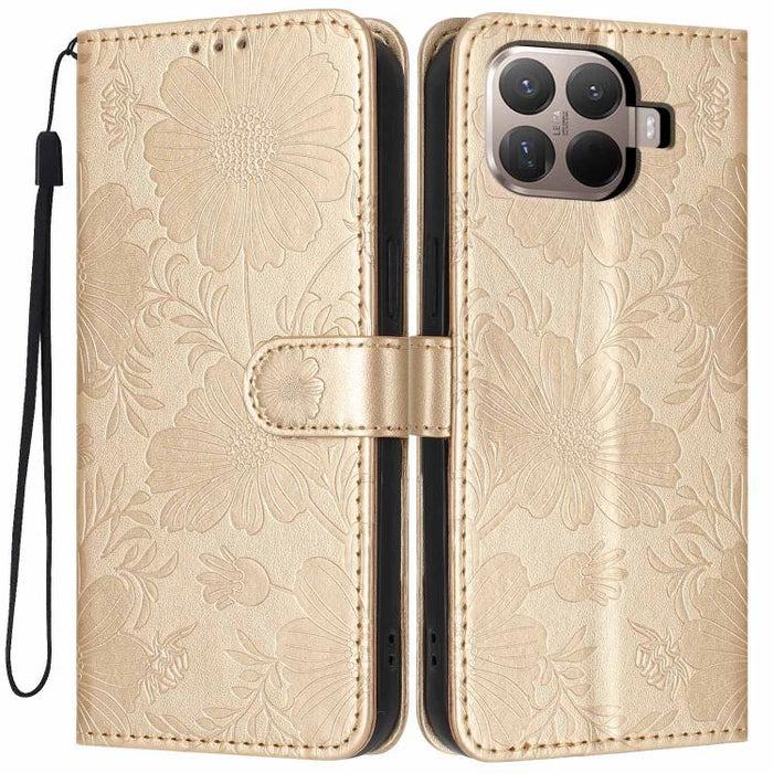 Funda para teléfono de piel vegana con relieve de girasol y cuerda negra pequeña, For Xiaomi Poco F8 Ultra 5G Global, For Xiaomi Poco F8 Pro 5G Global, For Xiaomi 17 Pro Max, For Xiaomi 17 Pro, For Xiaomi 17, For Xiaomi 15T Pro 5G, For Xiaomi 15T 5G   ...