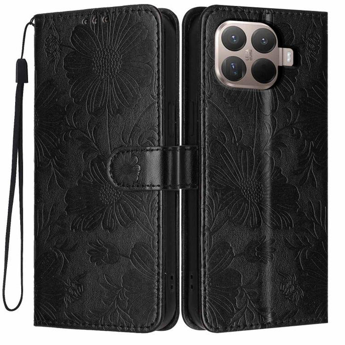 Funda para teléfono de piel vegana con relieve de girasol y cuerda negra pequeña, For Xiaomi Poco F8 Ultra 5G Global, For Xiaomi Poco F8 Pro 5G Global, For Xiaomi 17 Pro Max, For Xiaomi 17 Pro, For Xiaomi 17, For Xiaomi 15T Pro 5G, For Xiaomi 15T 5G   ...