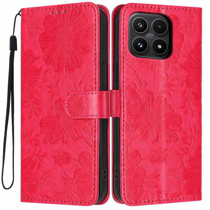 Funda para teléfono de piel vegana con relieve de girasol y cuerda negra pequeña, For Xiaomi Poco F8 Ultra 5G Global, For Xiaomi Poco F8 Pro 5G Global, For Xiaomi 17 Pro Max, For Xiaomi 17 Pro, For Xiaomi 17, For Xiaomi 15T Pro 5G, For Xiaomi 15T 5G   ...