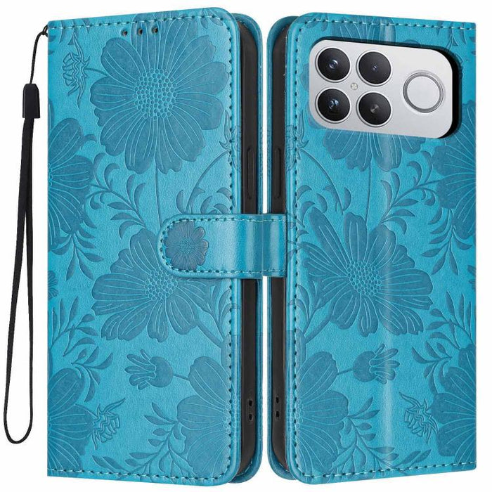 Funda para teléfono de piel vegana con relieve de girasol y cuerda negra pequeña, For Xiaomi Poco F8 Ultra 5G Global, For Xiaomi Poco F8 Pro 5G Global, For Xiaomi 17 Pro Max, For Xiaomi 17 Pro, For Xiaomi 17, For Xiaomi 15T Pro 5G, For Xiaomi 15T 5G   ...