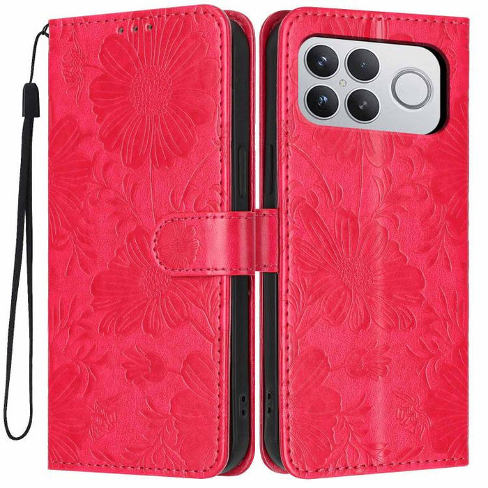 Funda para teléfono de piel vegana con relieve de girasol y cuerda negra pequeña, For Xiaomi Poco F8 Ultra 5G Global, For Xiaomi Poco F8 Pro 5G Global, For Xiaomi 17 Pro Max, For Xiaomi 17 Pro, For Xiaomi 17, For Xiaomi 15T Pro 5G, For Xiaomi 15T 5G   ...