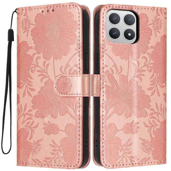 Funda para teléfono de piel vegana con relieve de girasol y cuerda negra pequeña, For Xiaomi Poco F8 Ultra 5G Global, For Xiaomi Poco F8 Pro 5G Global, For Xiaomi 17 Pro Max, For Xiaomi 17 Pro, For Xiaomi 17, For Xiaomi 15T Pro 5G, For Xiaomi 15T 5G   ...