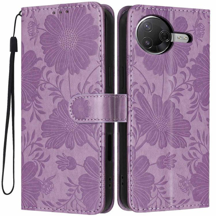 Funda para teléfono de piel vegana con relieve de girasol y cuerda negra pequeña, For Xiaomi Poco F8 Ultra 5G Global, For Xiaomi Poco F8 Pro 5G Global, For Xiaomi 17 Pro Max, For Xiaomi 17 Pro, For Xiaomi 17, For Xiaomi 15T Pro 5G, For Xiaomi 15T 5G   ...