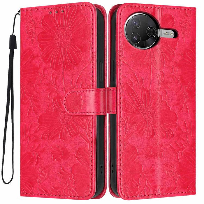 Funda para teléfono de piel vegana con relieve de girasol y cuerda negra pequeña, For Xiaomi Poco F8 Ultra 5G Global, For Xiaomi Poco F8 Pro 5G Global, For Xiaomi 17 Pro Max, For Xiaomi 17 Pro, For Xiaomi 17, For Xiaomi 15T Pro 5G, For Xiaomi 15T 5G   ...