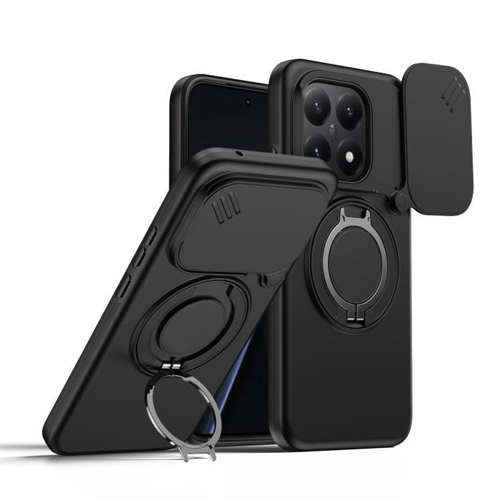 Funda para teléfono con soporte giratorio magnético y protector deslizante para cámara, For Xiaomi 15T Pro 5G, For Xiaomi 15T 5G