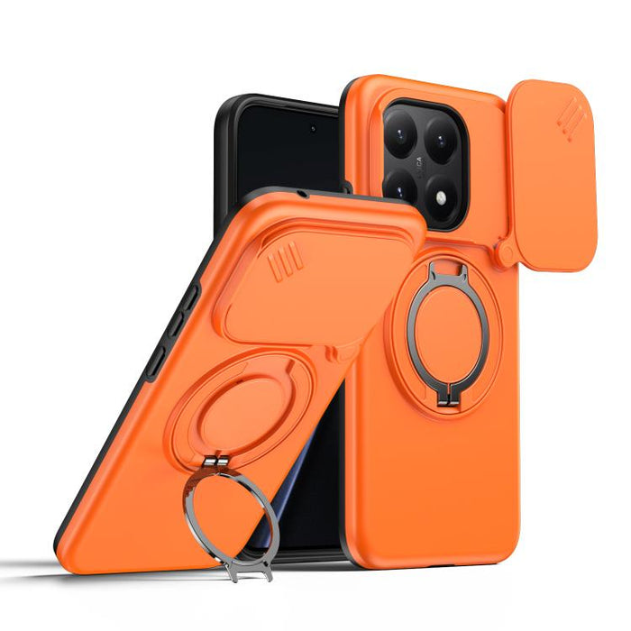 Funda para teléfono con soporte giratorio magnético y protector deslizante para cámara, For Xiaomi 15T Pro 5G, For Xiaomi 15T 5G